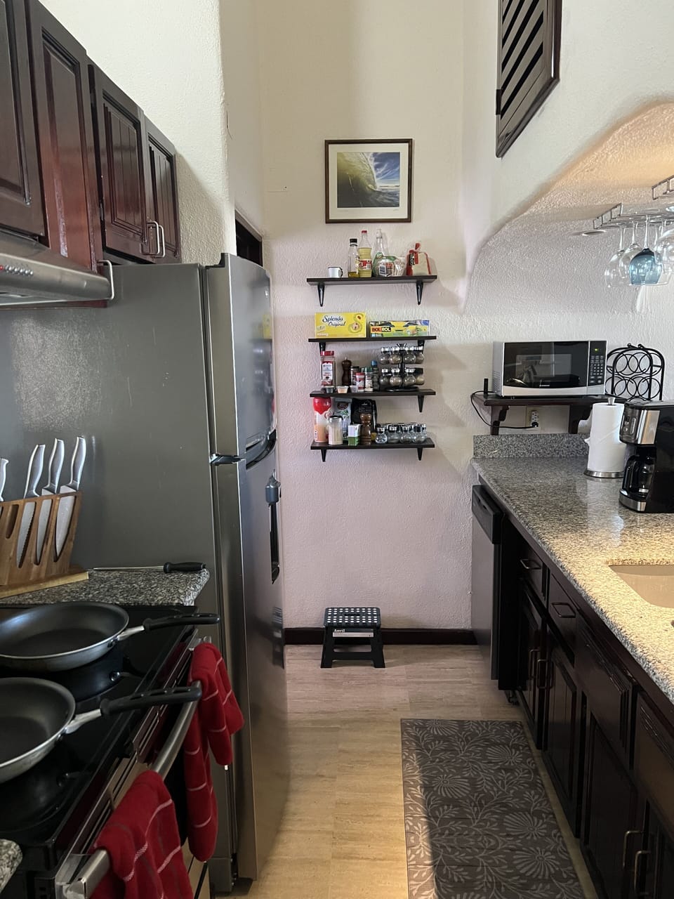 Loaded kitchen with new shelves