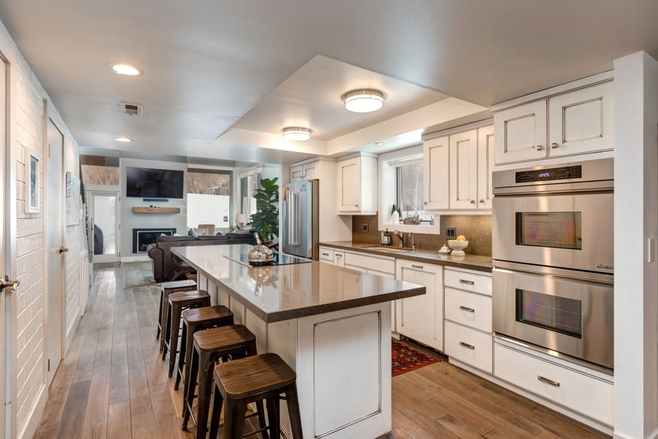 spacious well stocked kitchen with island