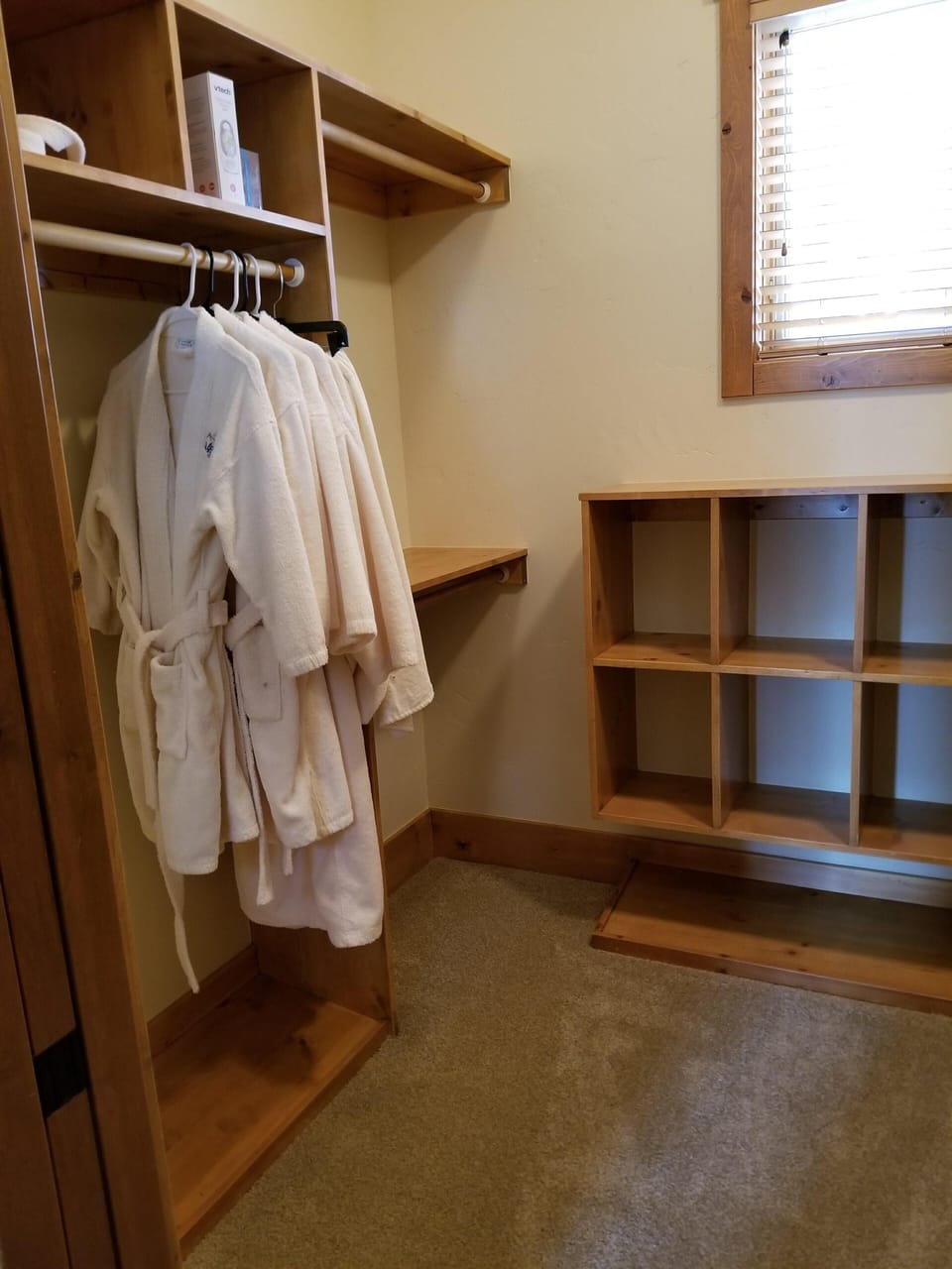 Bathrobes for the hot tub are provided for your stay! Room in all closets.