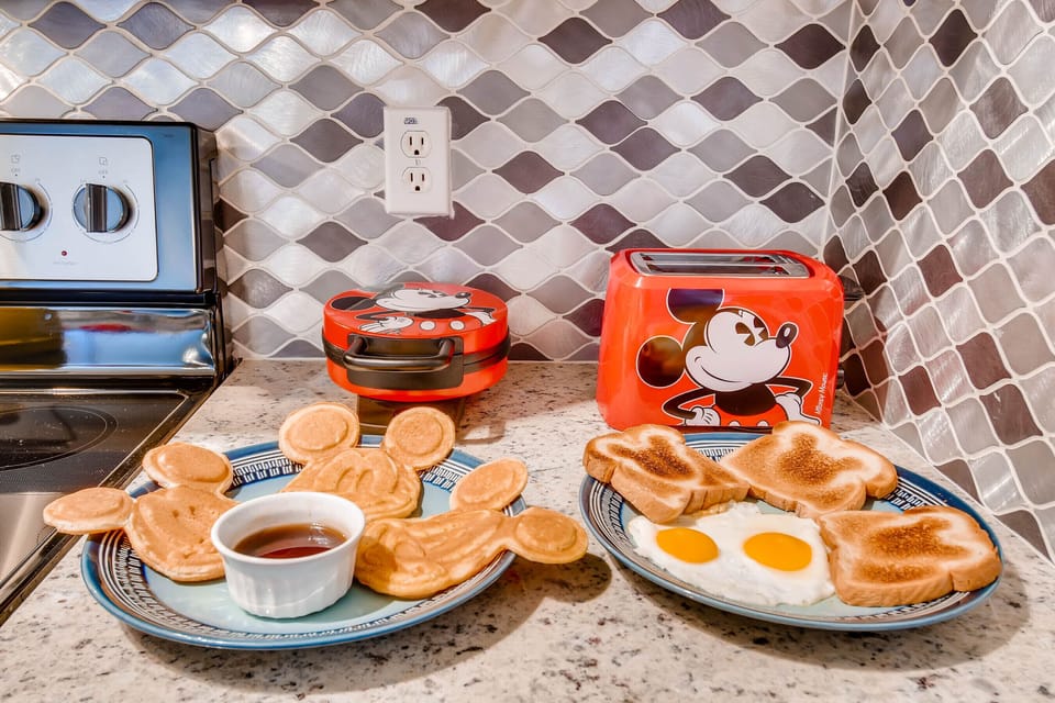 A perfect start to the day with Mickey  waffles and Mickey  toast for breakfast!