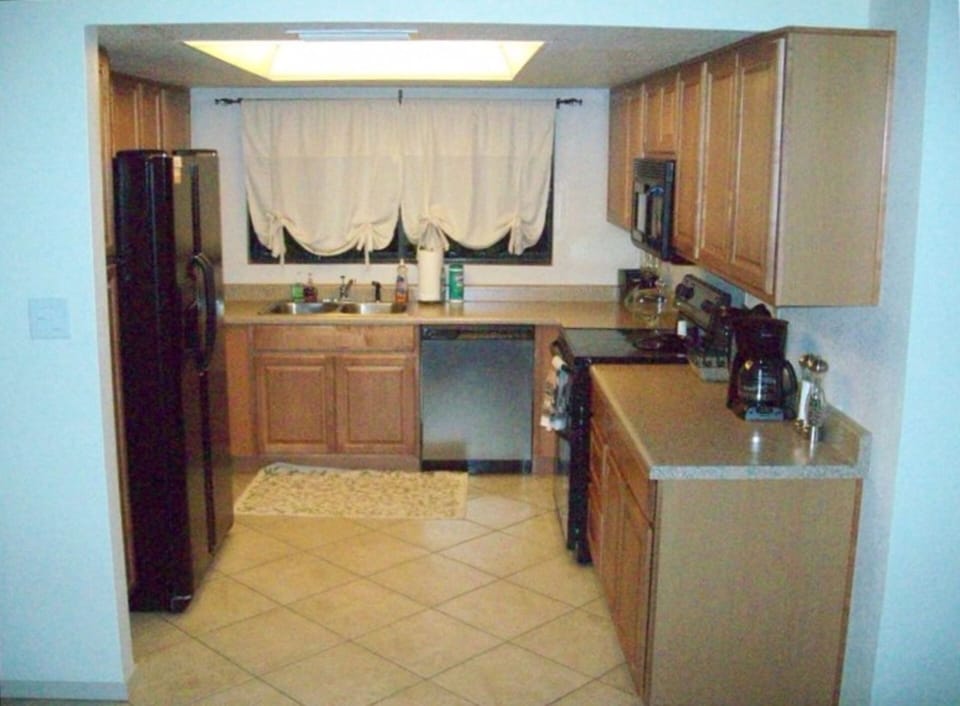 Remodeled Kitchen.  Black appliances, 2 oven stove, dishwasher, microwave