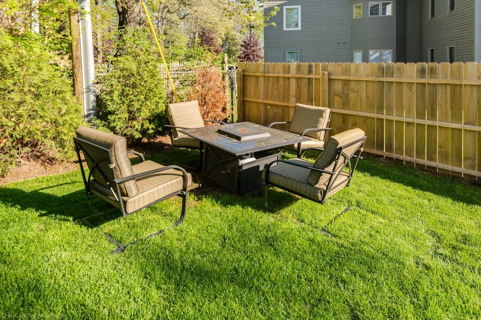 Large, private yard (rare for this prime location) with firepit table