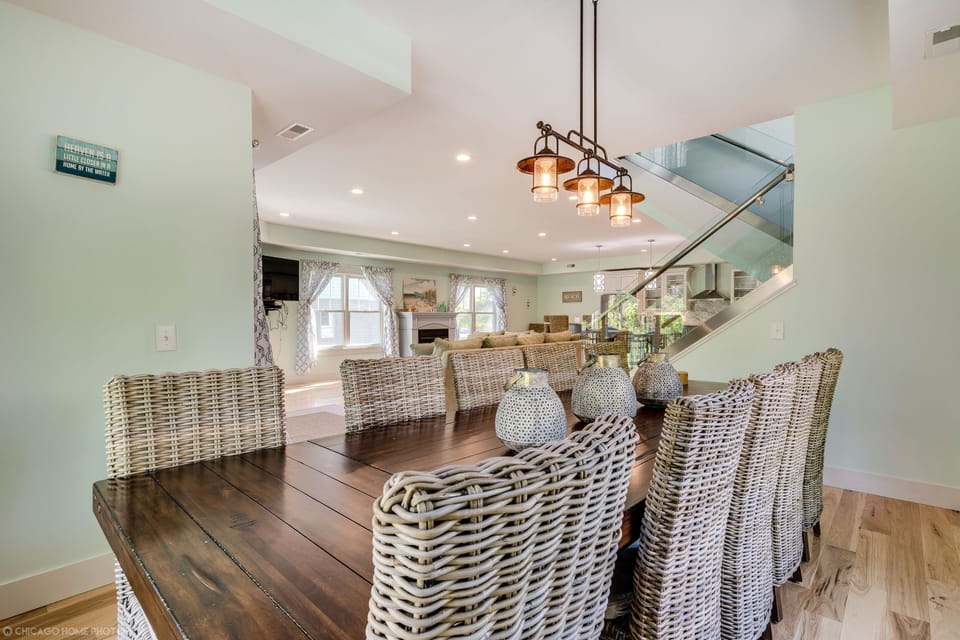 Home is open concept but artfully designed so that there is privacy for a