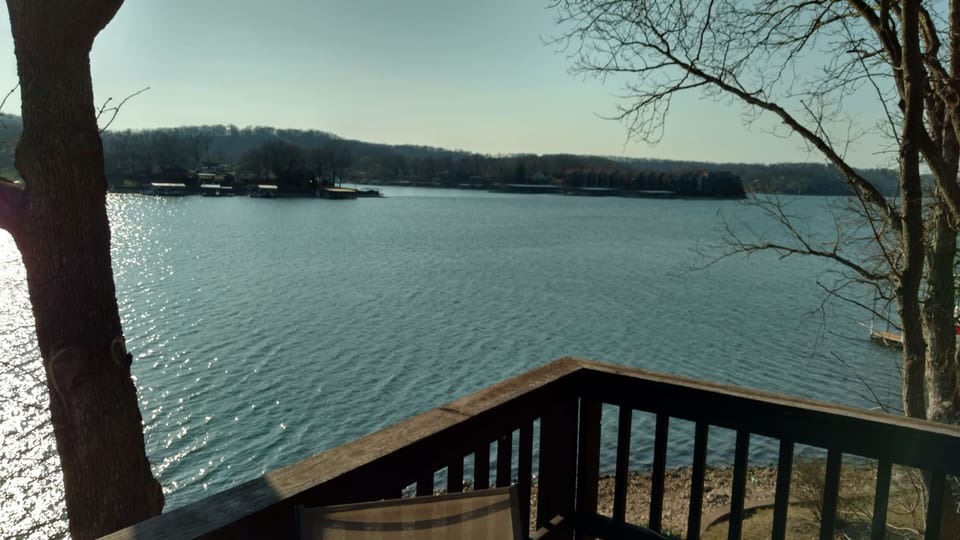 View of lake, to the right is the main channel, we are in the cove at MM10. 