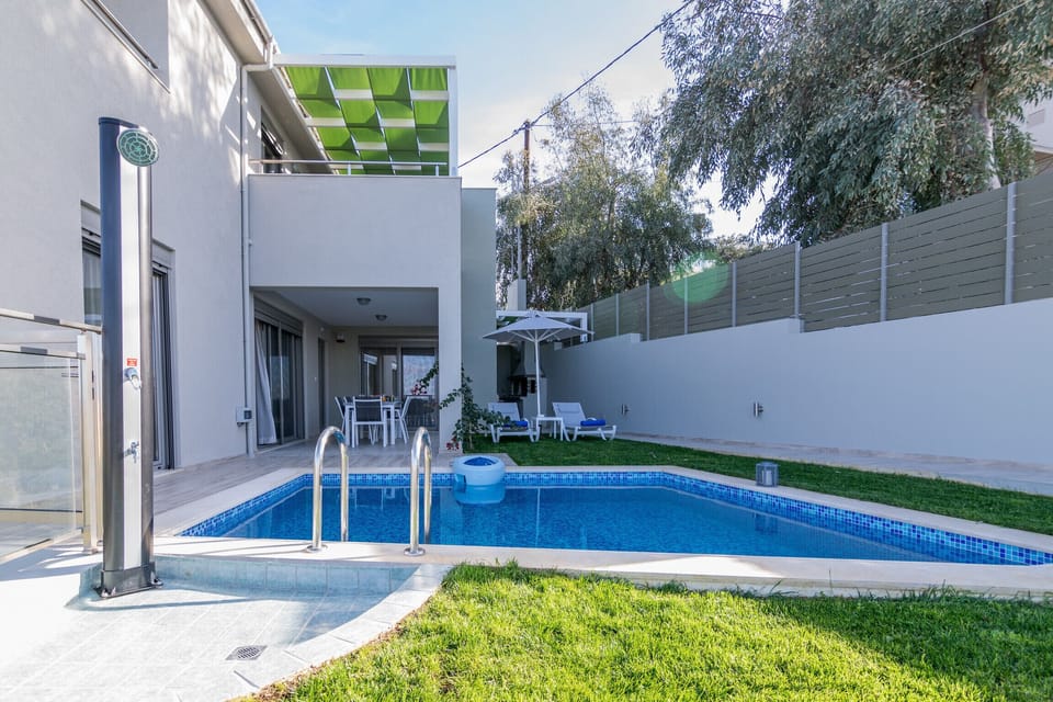 Luxury villa, Panormo, Rethymno,Main facade of the property