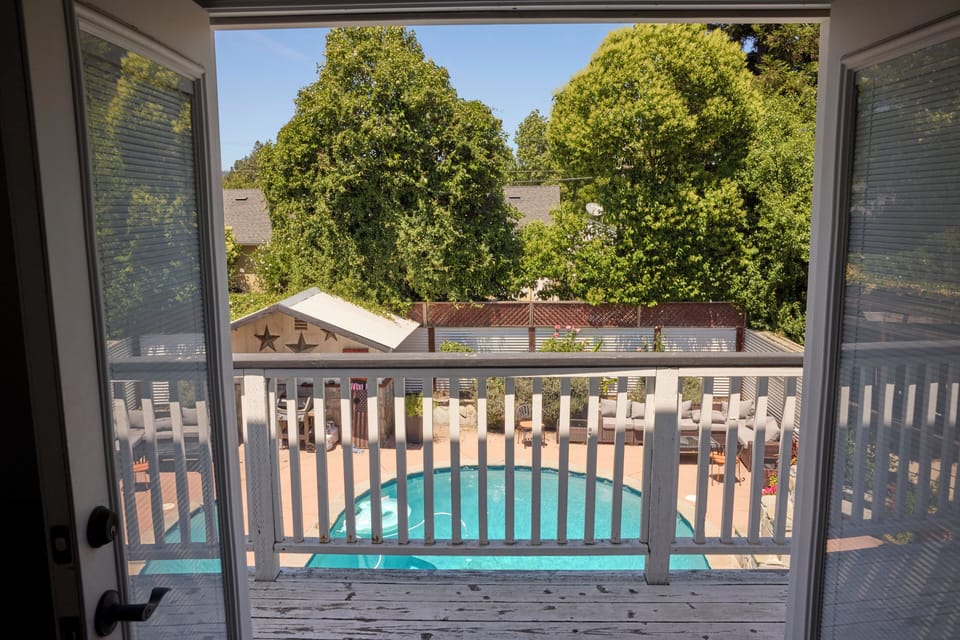 View of the pool from balcony