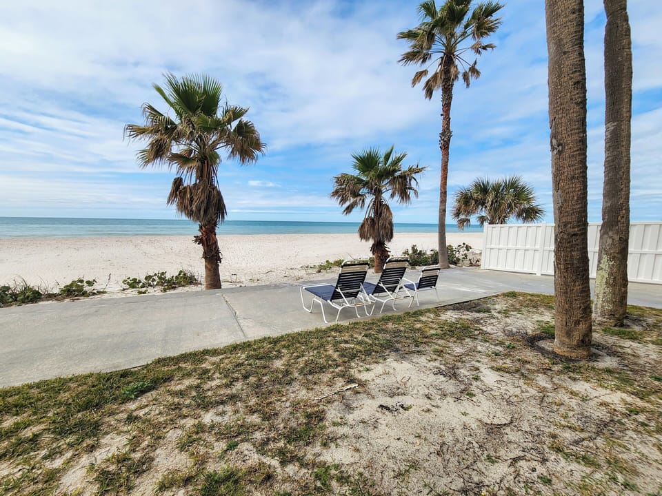 Step out and relax on the lounge chairs. Taking in the gorgeous sunset and views