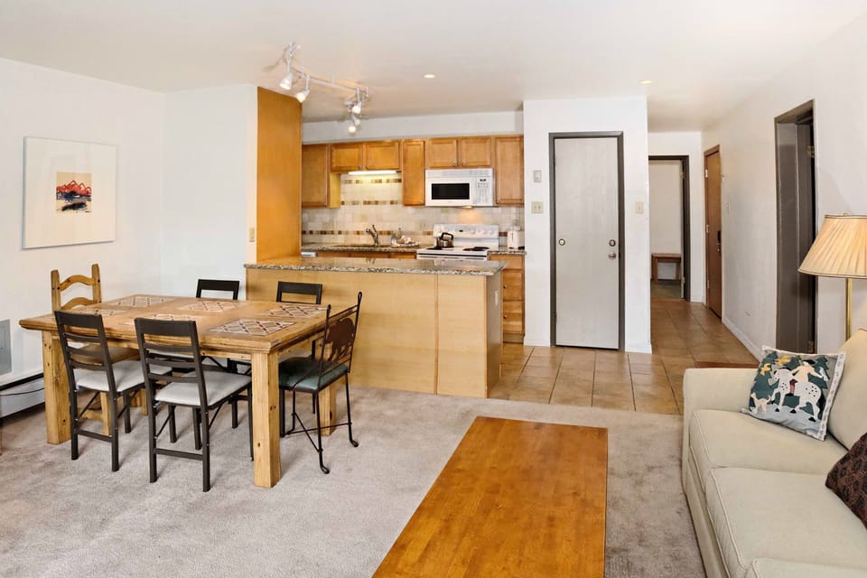 Lots of counter space and room to cook and eat in the bright kitchen/dining area