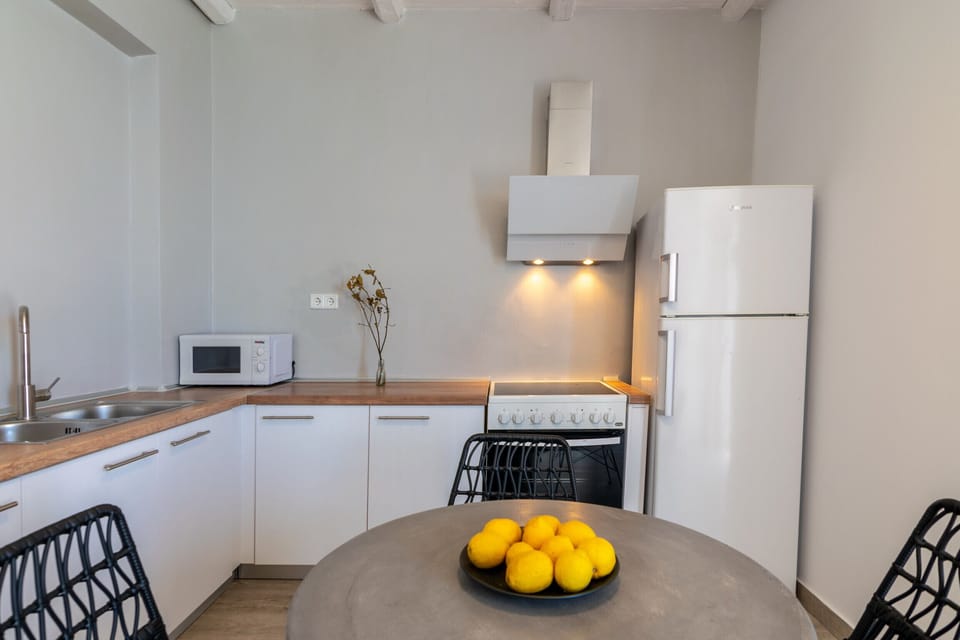 Open-plan fully equipped kitchen of Incredible sea view, private pool, near tavern, Plakias, Crete