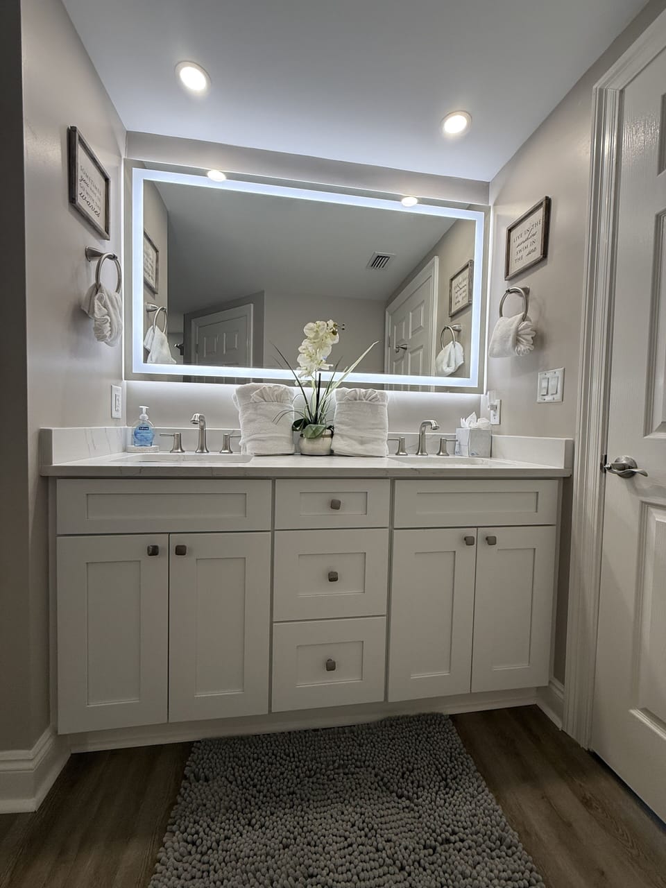 Brand new Dual Vanity with beautiful lighted mirror.