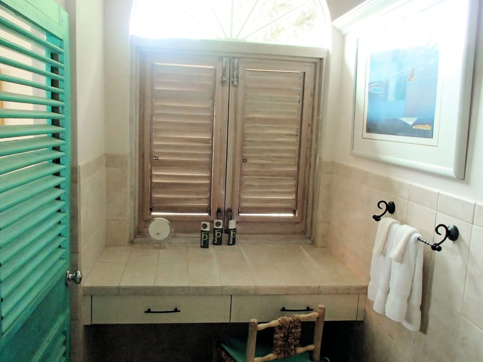 Makeup area in the Piton Suite bathroom