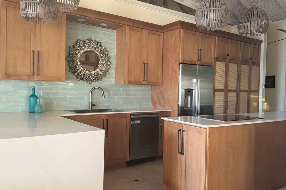 Cooking is a dream in our well-equipped kitchen. Hire our cook to do it for you!