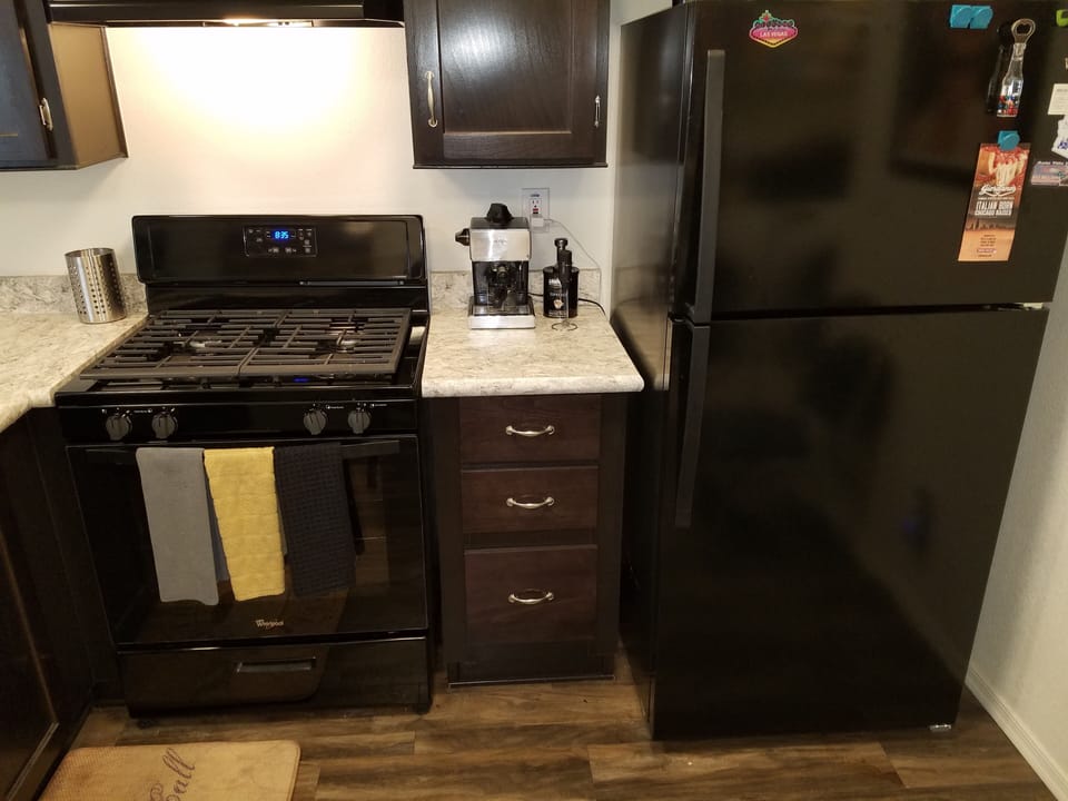 Kitchen with over the range microwave installed.   Not pictured here.