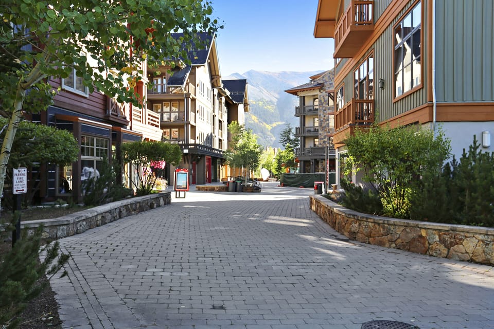 Heated outdoor path to ski lifts.