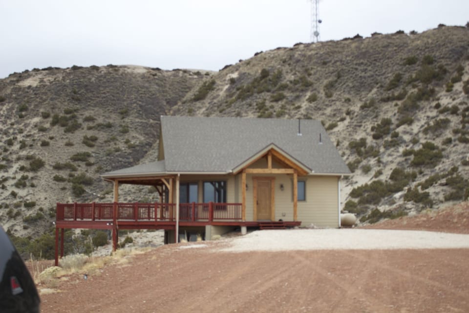 Exterior of home with large parking area