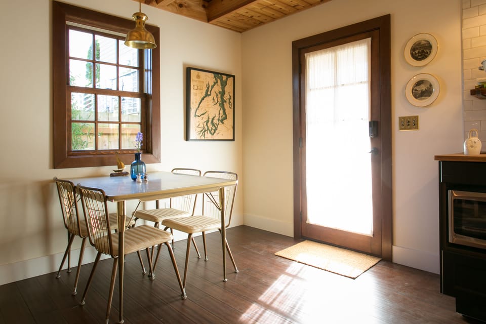 A sunny dining area for four.