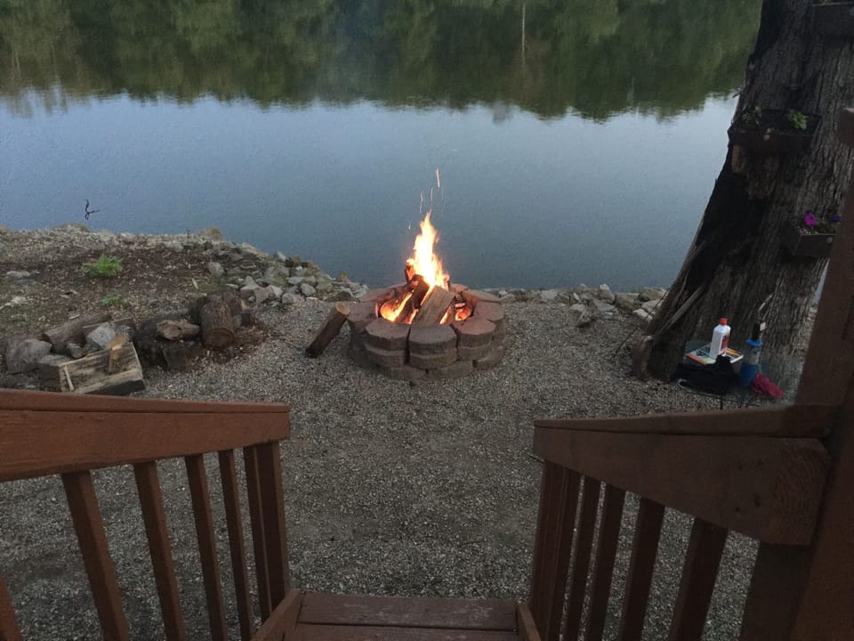 Shitake, romantic fire on the river bank