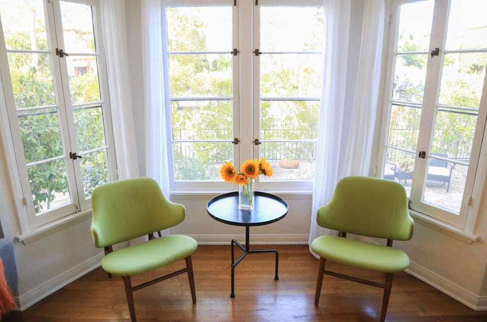 French windows overlooking front garden 