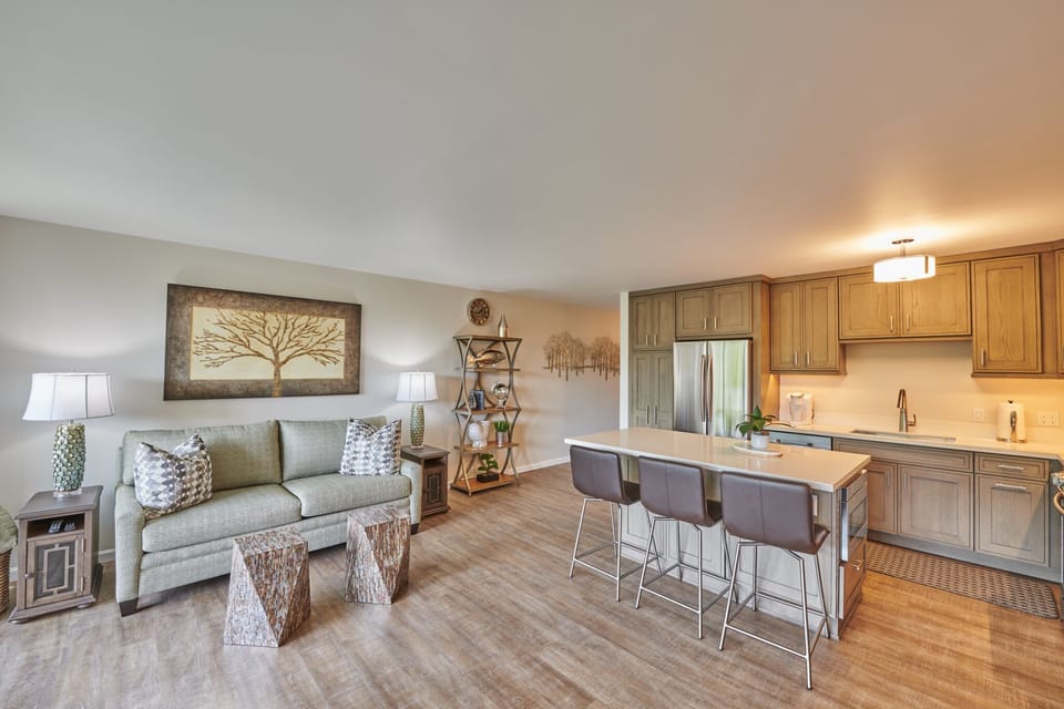 One of the larger units on the 1st floor - open living space