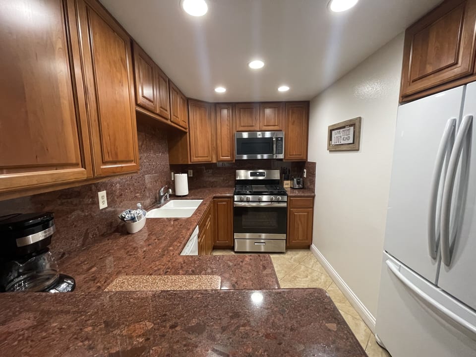 Ample counter space and full size appliances