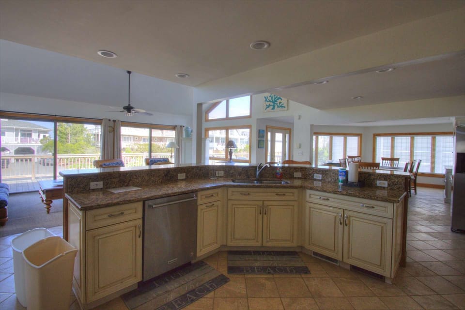Kitchen has everything you need for 16 people.
