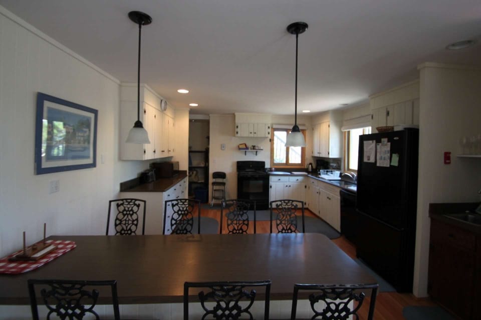 The kitchen is well stocked for eight people and in excellent condition.