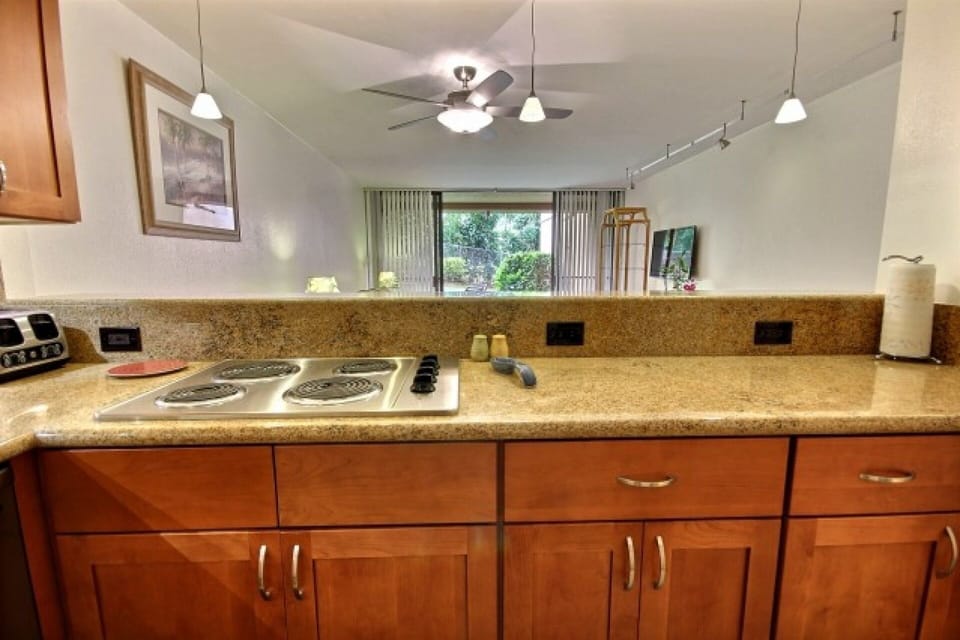 Nice open floor plan with stove top only.