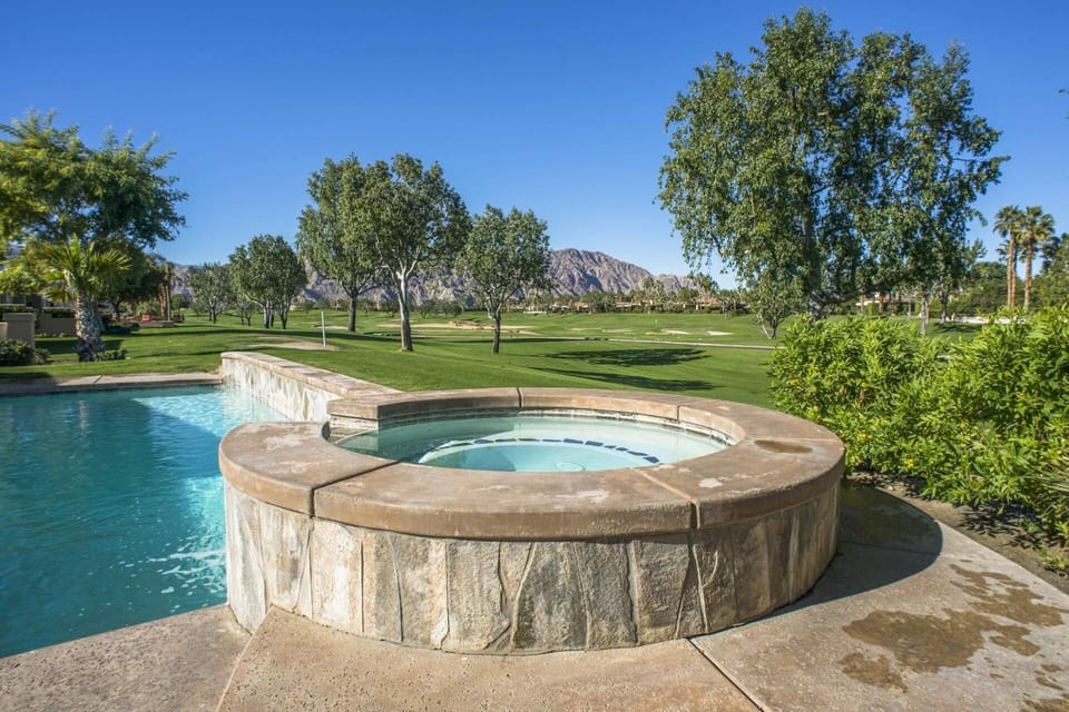 Saltwater Pool and Spa with Golf Course and Mountain View