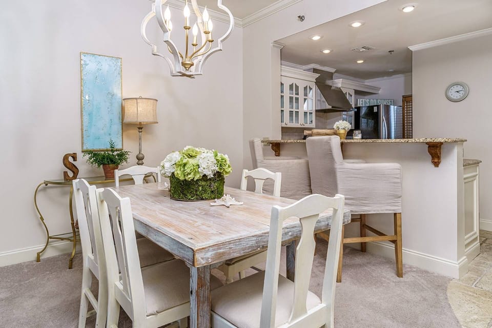 Dining Room Table with (5) Chairs & Counter Seating for (2) ~ Feel free to add the Living Room Foot Stools for Add'l Seating