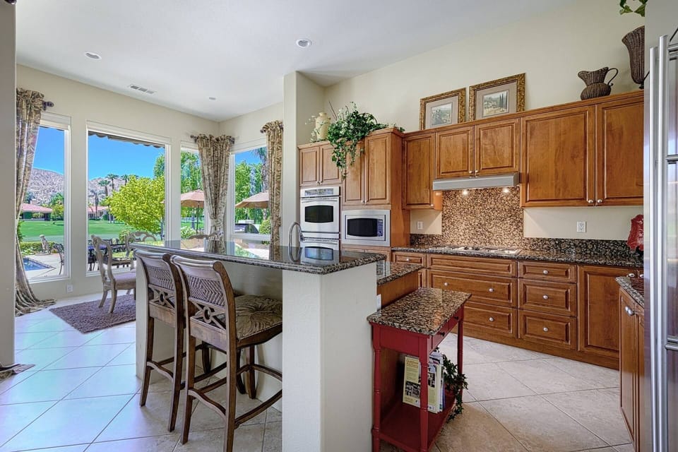 The kitchen bar area with breathtaking views