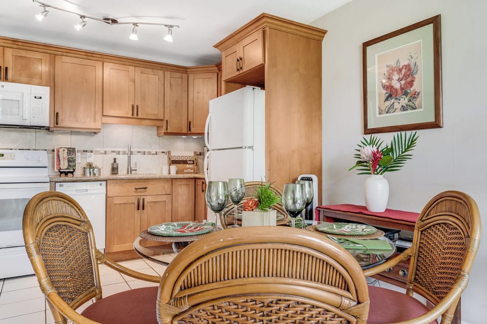 full kitchen  and dining area