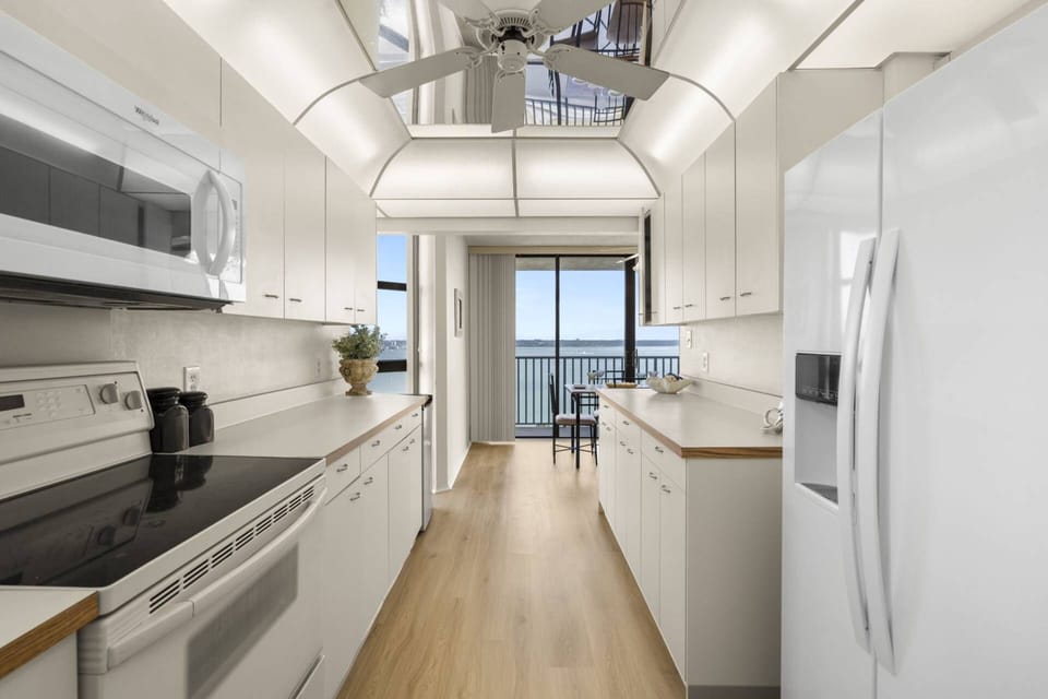 Galley Style Kitchen with View of the Intercoastal Waterway