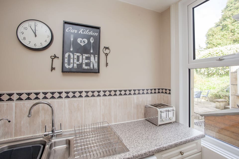 Sink area with views out to the private garden
