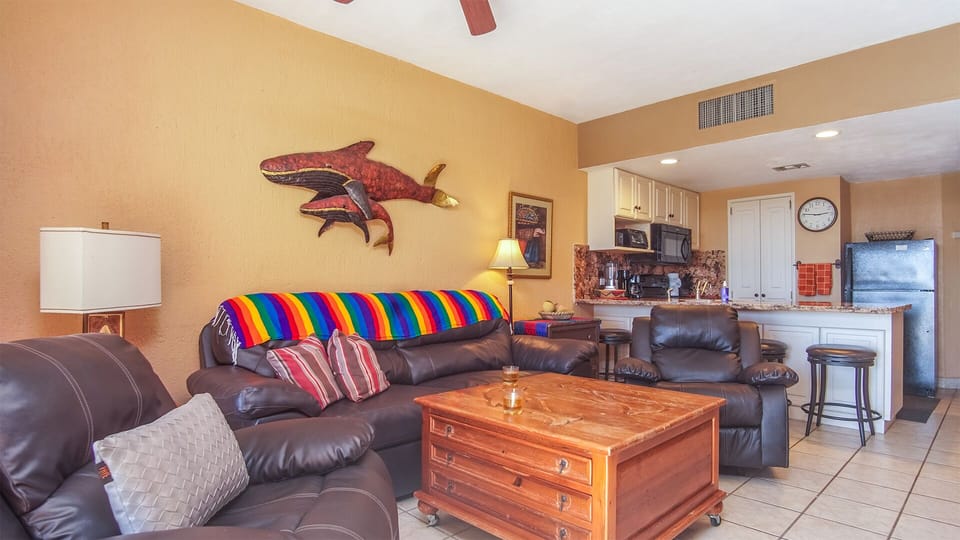 Leather sofas and recliners offer a rich touch.