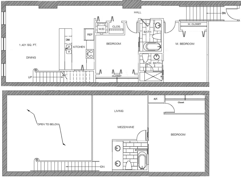 Floor plan of #404; 3 bedroom / 3 bath