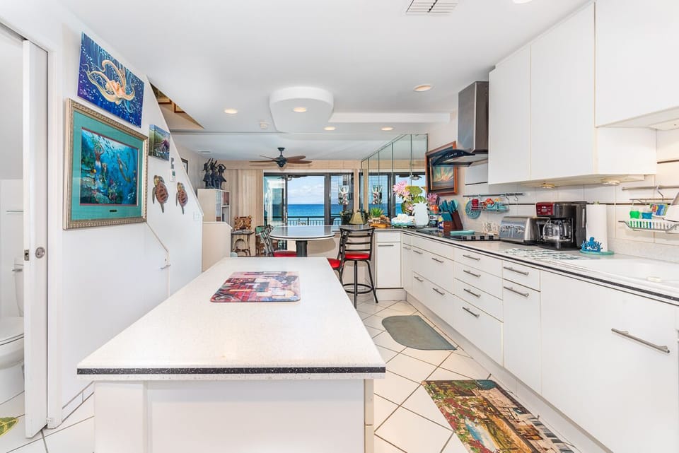 Kitchen with island for extra prep area.