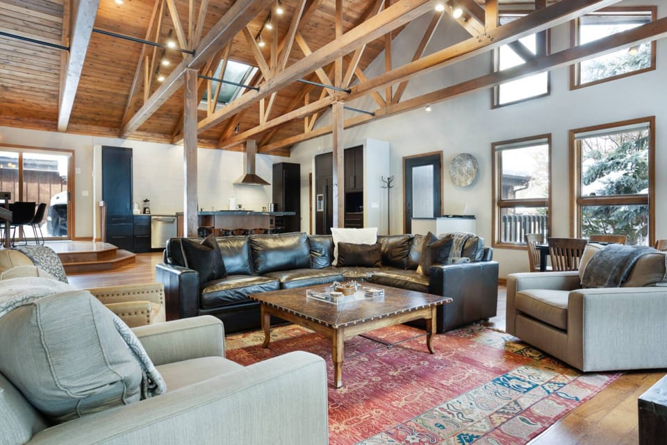 This open-concept space seamlessly connects the kitchen and living room.