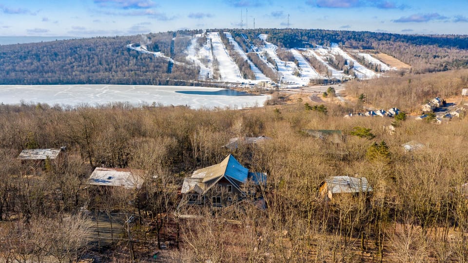 Aerial View of our Poconos Luxury Rental and Surrounding Landscape