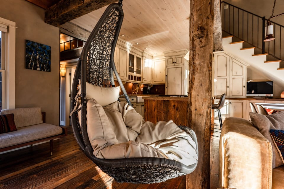 A hanging chair in the living room?! Yes!