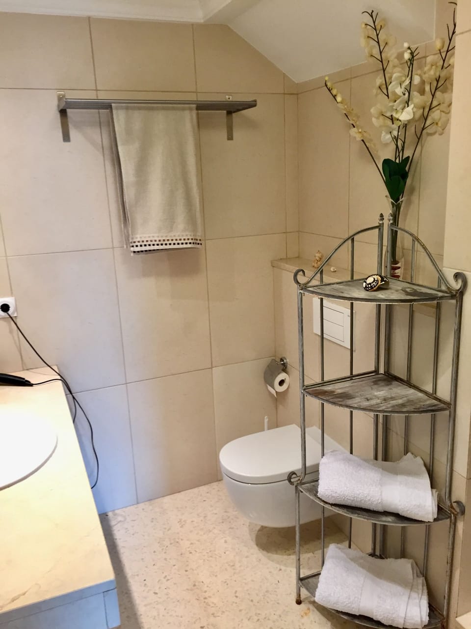 With toilet, shower and hairdryer.