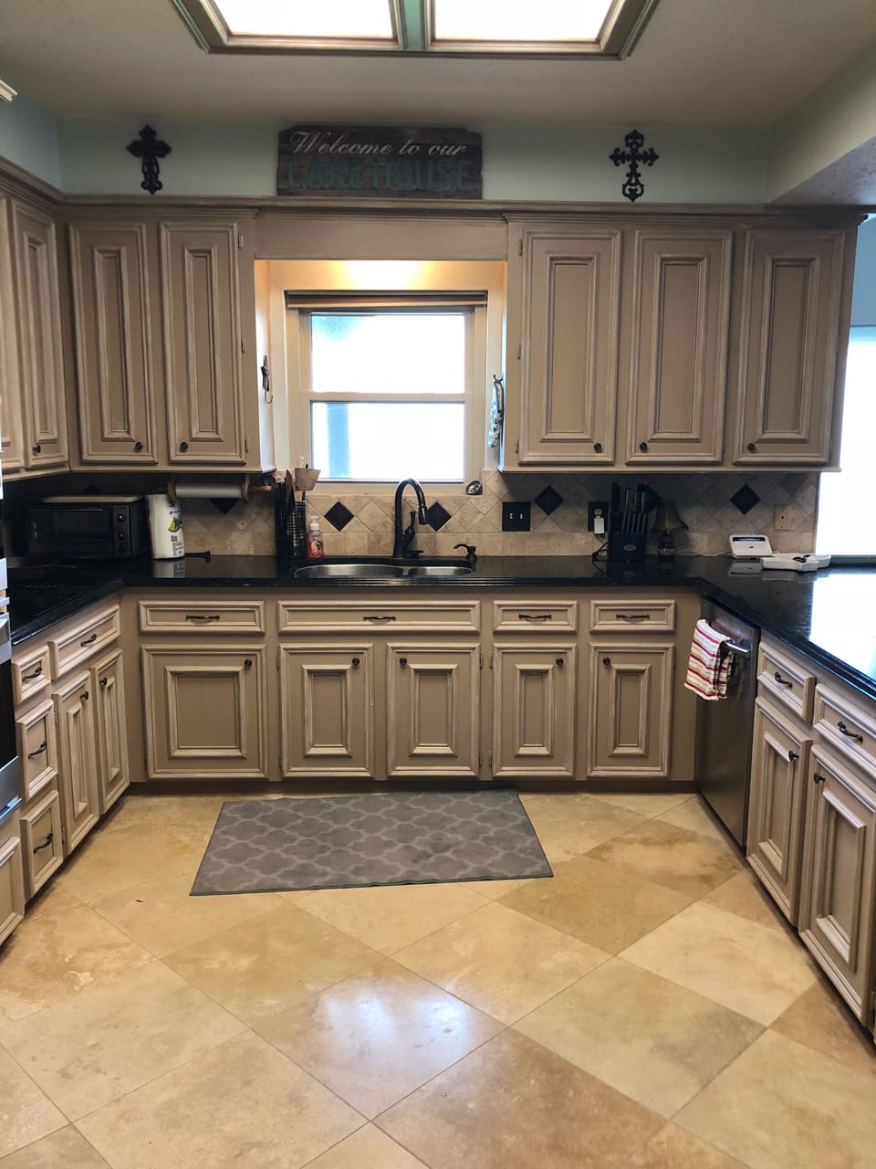 Completely updated kitchen with plenty of housewares for cooking and baking.