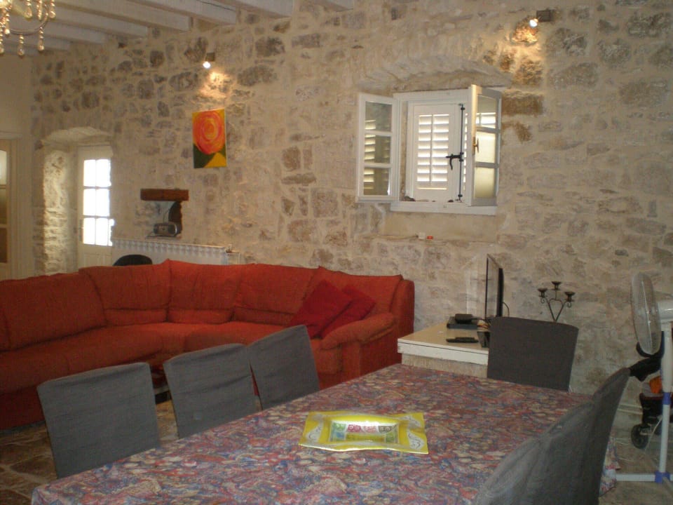 Entire house is made of natural materials, treated wood and stone.