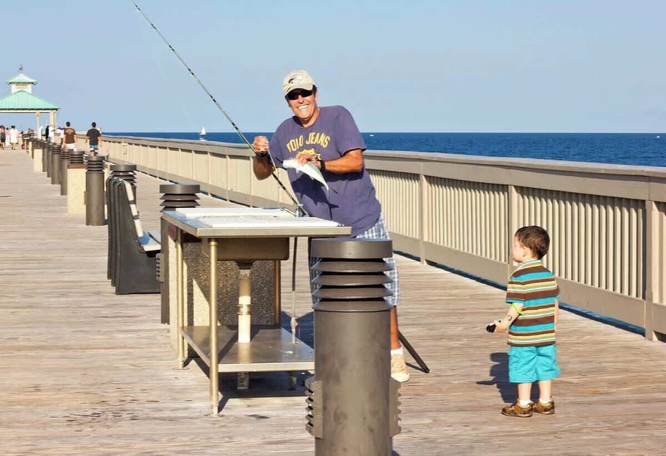 Someone is always fishing on the pier
