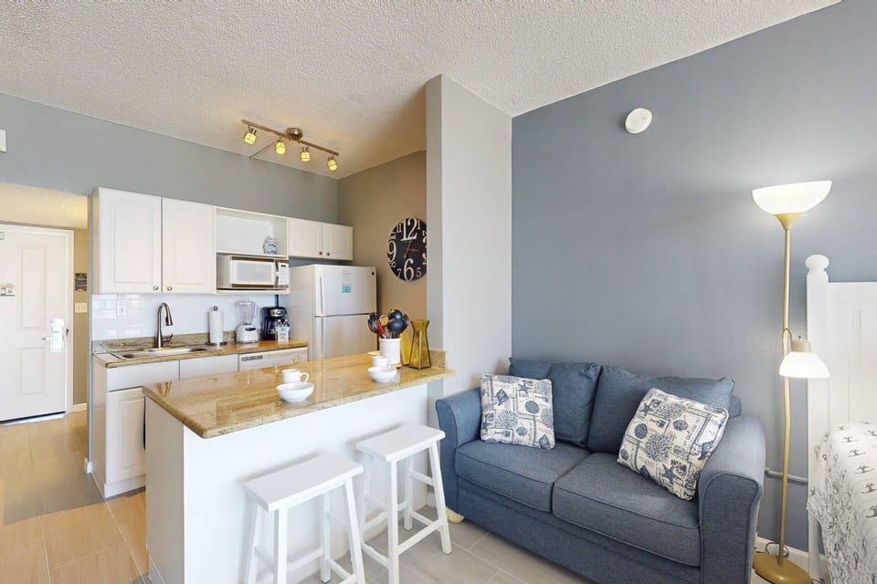 Counter seating + Oversized arm chair that converts to twin size bed