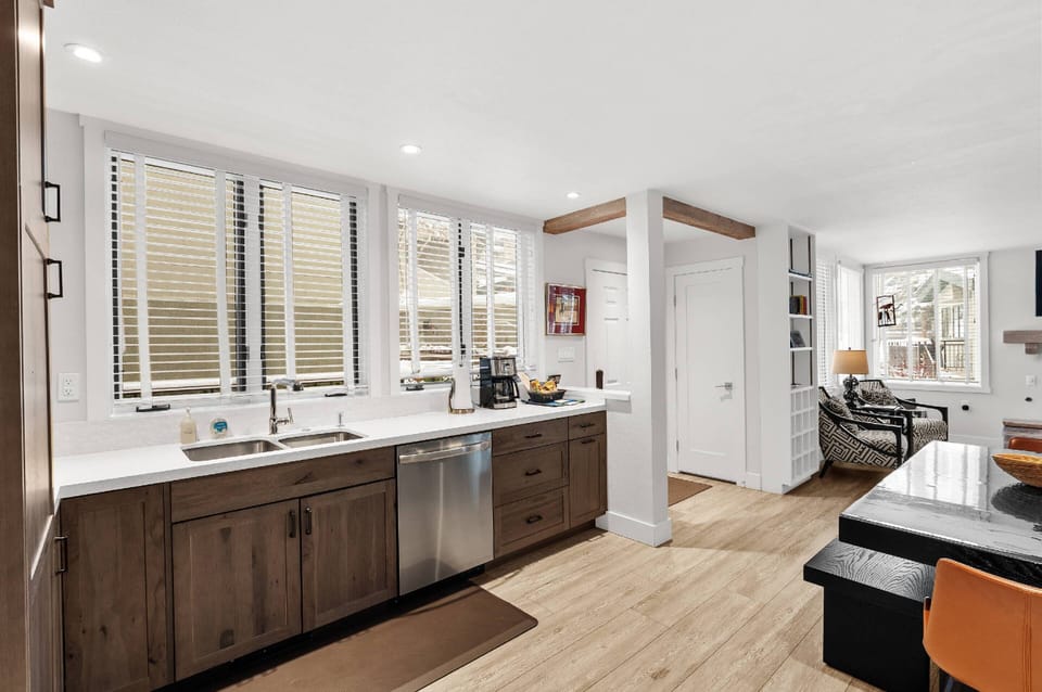 The kitchen offers lots of counter and storage space for you to make yourself at home during your stay.