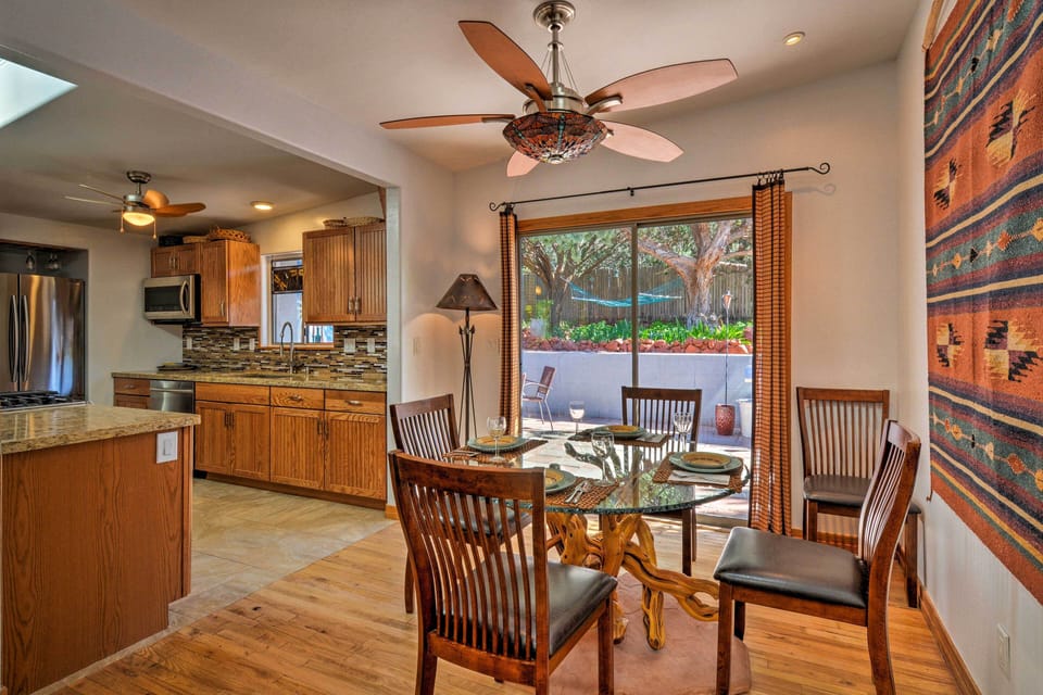 Dining Room | Glass-Topped Table | Private Patio Access