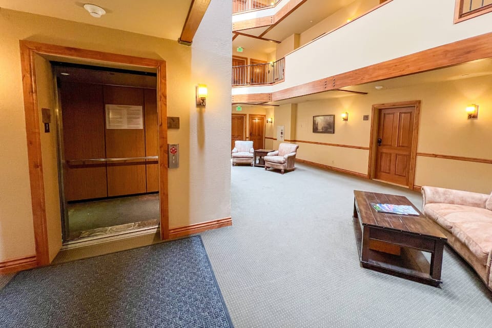 The condo is conveniently located just steps from the elevator.