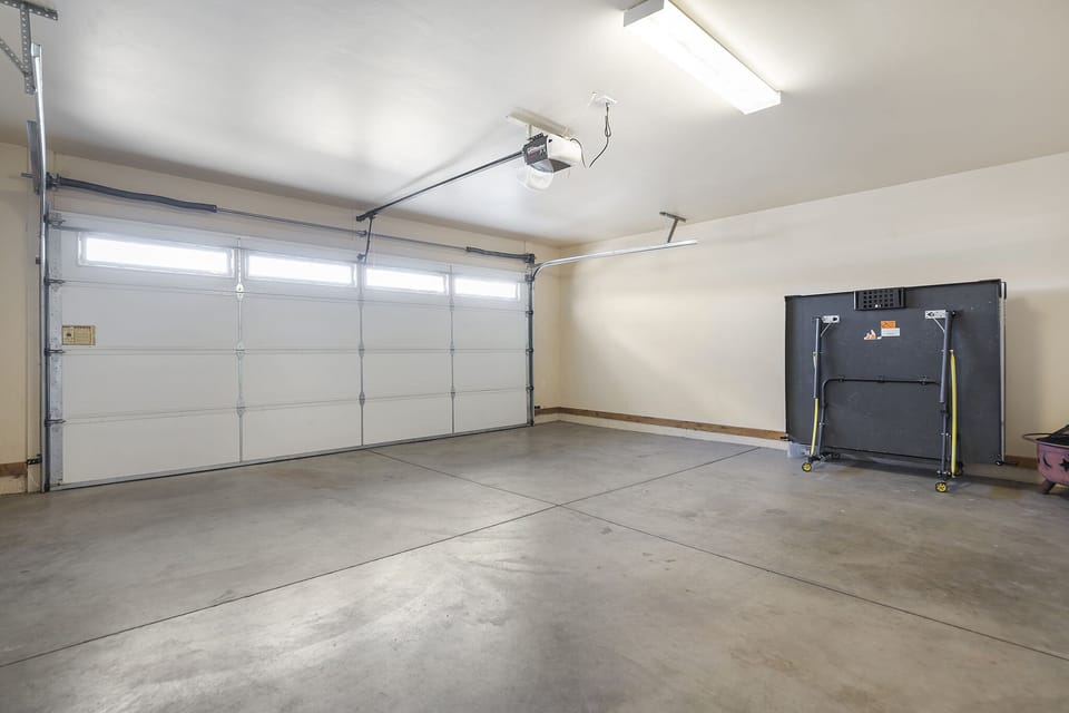large two car garage and ping pong table!