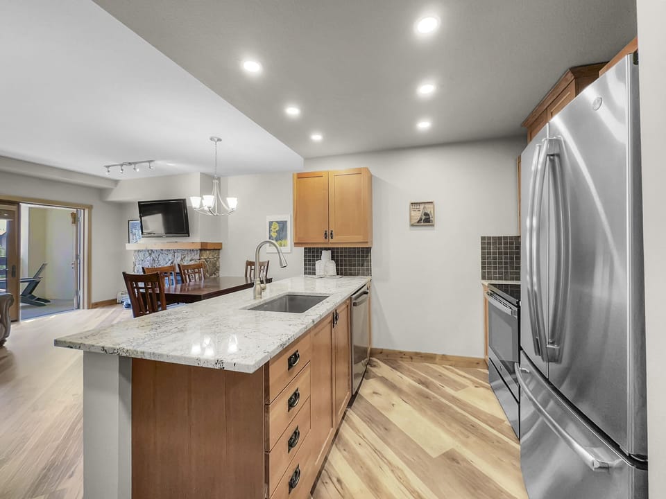 Modern kitchen area.