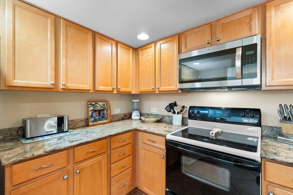 Cook some dinner in the well-equipped kitchen